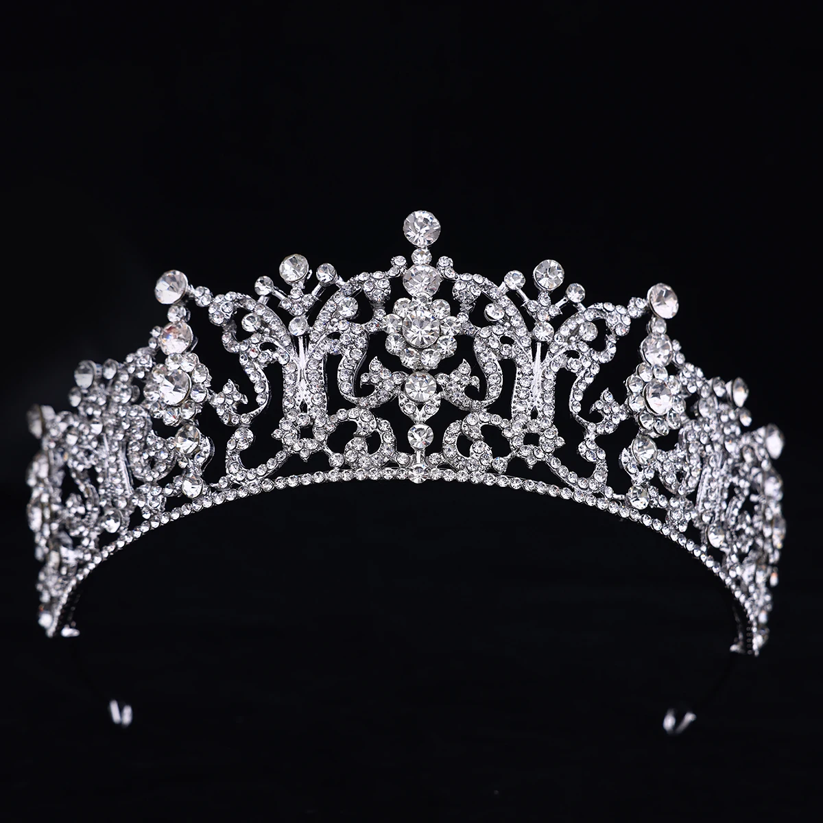Luxury Royal Crystal Tiara  Silver Rhinestone Wedding Crown for Brides  Prom  Pageant and Quinceanera image 3