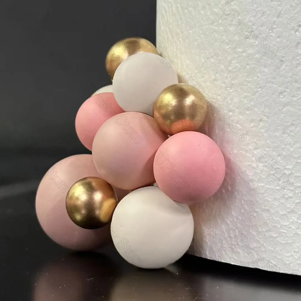 1 Set rosa Bären-Kuchenaufsätze, Boho-Regenbogen, nackte Baby-Rosa-Kugeln, Kuchendekorationen für Geburtstag, Taufe, Babyparty, Mitbringsel – Detail 7