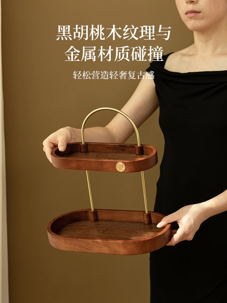 Solid wood entrance cosmetics storage box, desktop dresser, shelf, perfume, lipstick, high-end skin care jewelry box