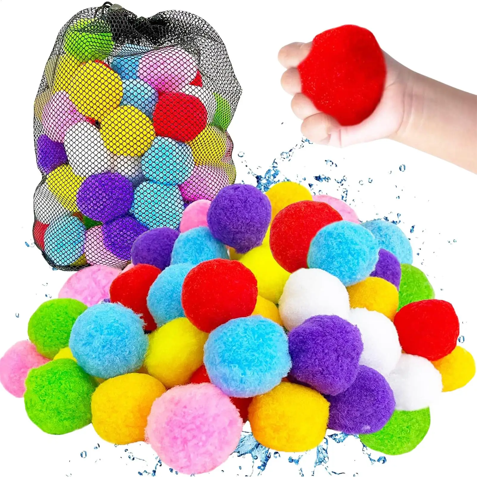 2026 Water Sponge Balls 60Pcs/set Colorful Fun Soft Soakers Balls Kids water fight toys for outdoor entertainment