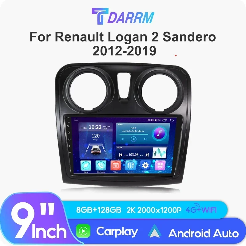 

Car Multimedia AutoRadio Android 12 For Renault Logan 2 Sandero 2012-2019 Carplay Wireless Navigation GPS Car Raido Video Player