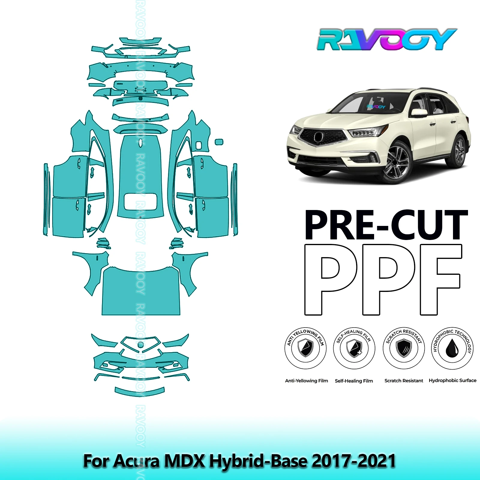 

Full Vehicle Clear Bra Precut PPF Paint Protection Film For Acura MDX Hybrid-Base 2017-2021