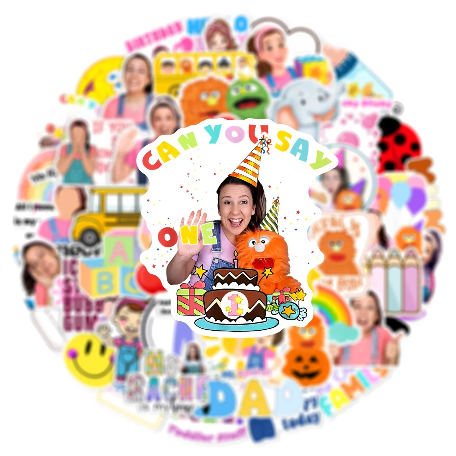 50 قطعة Ms.Rachel التعليم في مرحلة الطفولة المبكرة ملصق الشارات اللعب DIY بها بنفسك حقيبة سكيت الهاتف الأمتعة الدراجة ملصق هدية الاطفال اللعب