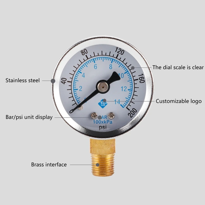 367D 1/8 cala Npt manometr ze stali nierdzewnej podwójną skalą miernik ciśnienia powietrza