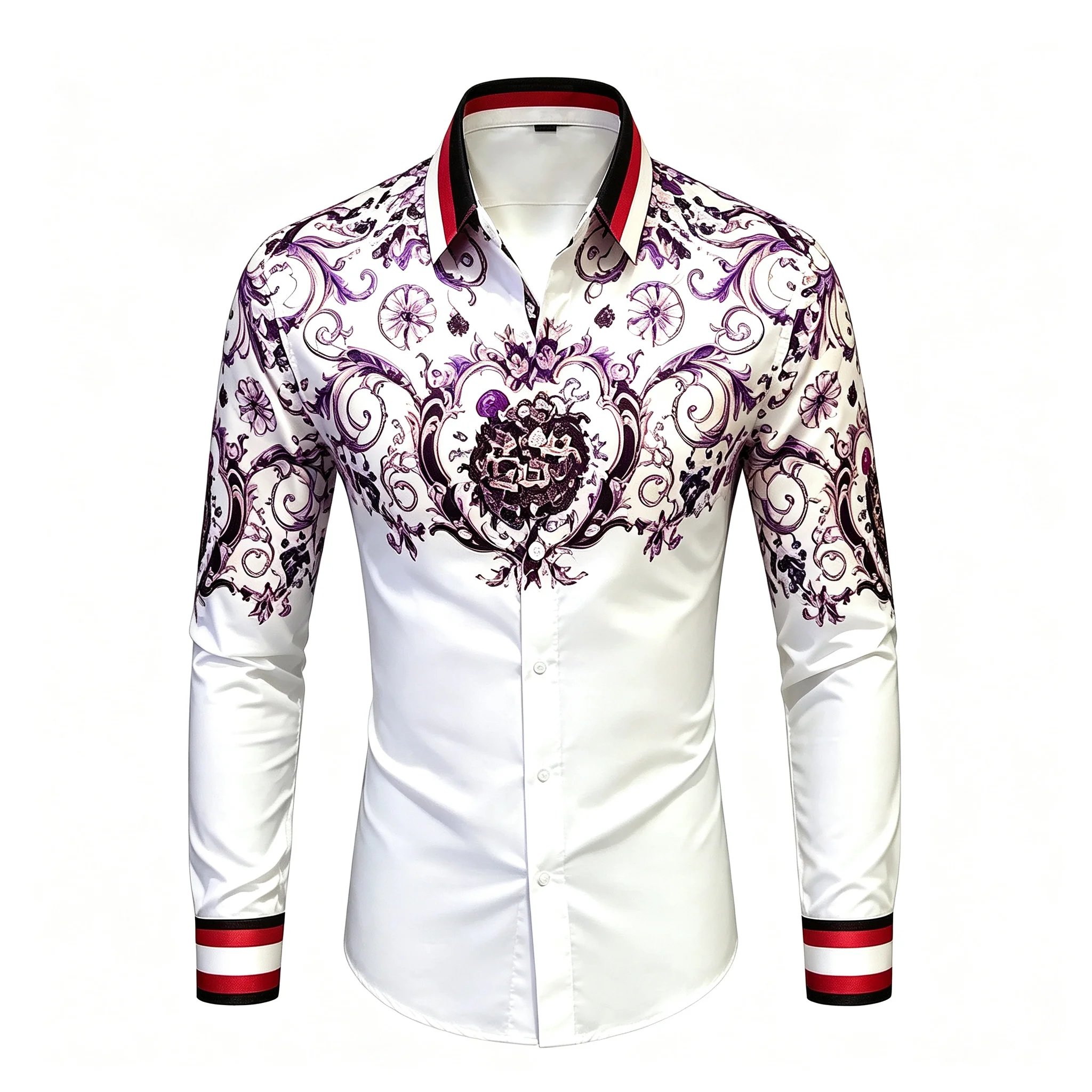 Men's White Gold Vintage Baroq - Men Formal Party Wear Shirt recension och pris