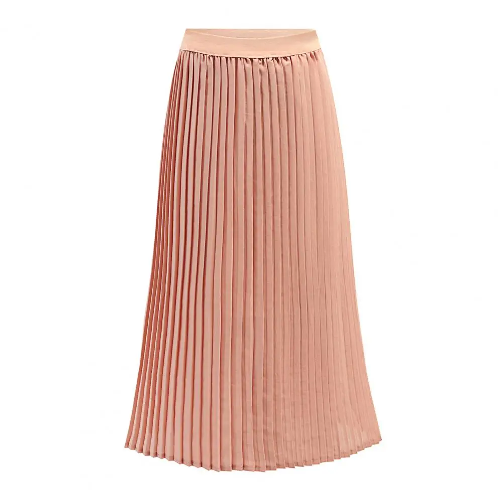 Luxurious Texture Skirt Elegant Women's Pleated Midi Skirt with High Waist Solid Color Slimming Design for Daily Wear for Women
