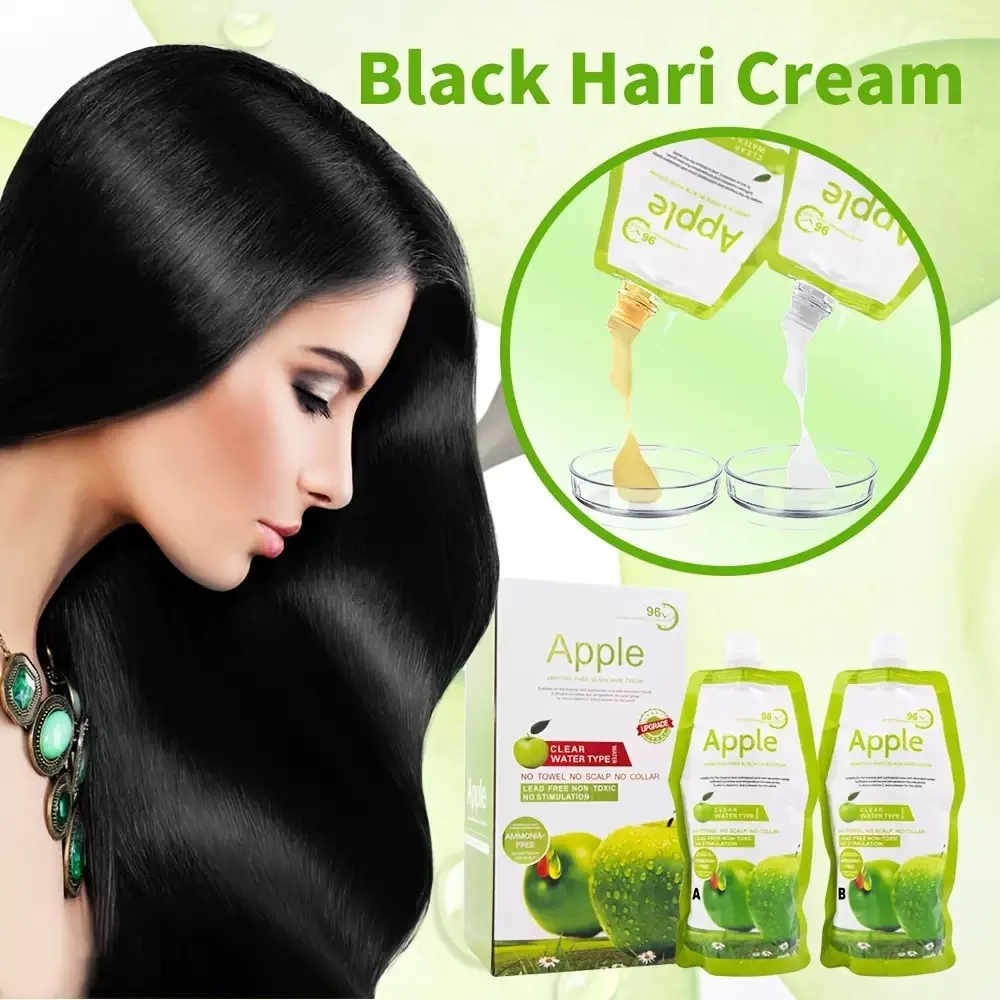 100% Black Hair Covering White Natural Apple Hair Color Cream Haire Easy Coloring Men Women Black Hair Dye Shampoo 500ml*2