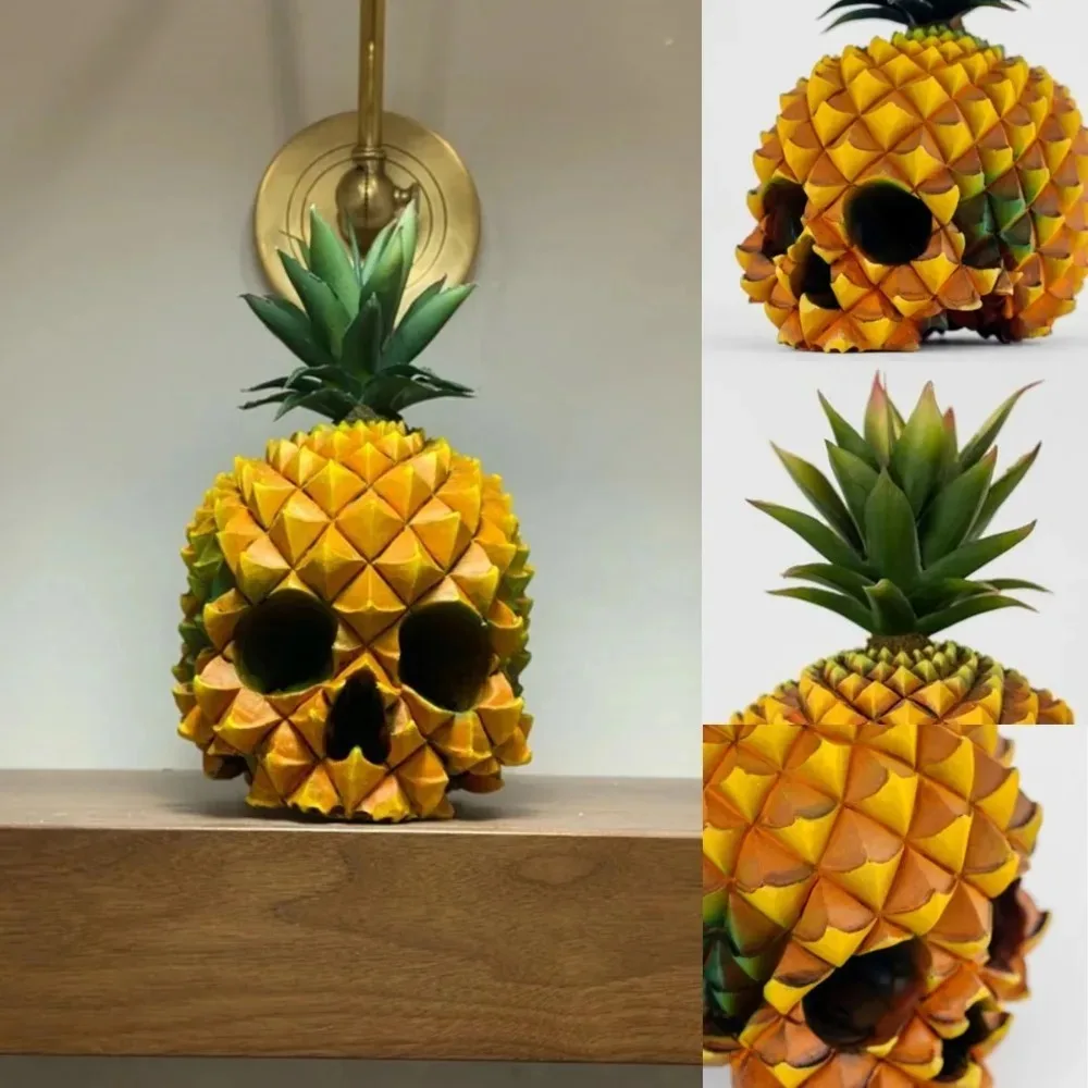 Creative Halloween Pineapple Skull Statue Handicrafts Resin Skull Head Design Figurine Home Decor Part Halloween Ornaments