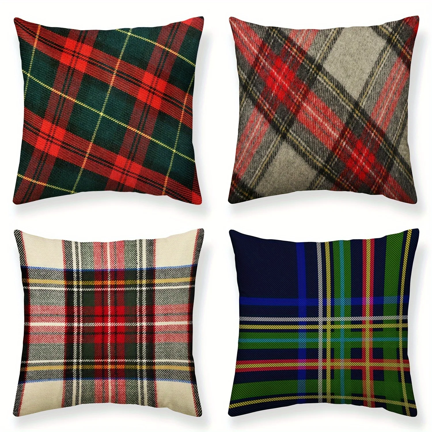 Short plush material pillowcaseChristmas Plaid Pillowcases: Festive Patterns for a Cozy Holiday Home Sofa room cushion cover hom