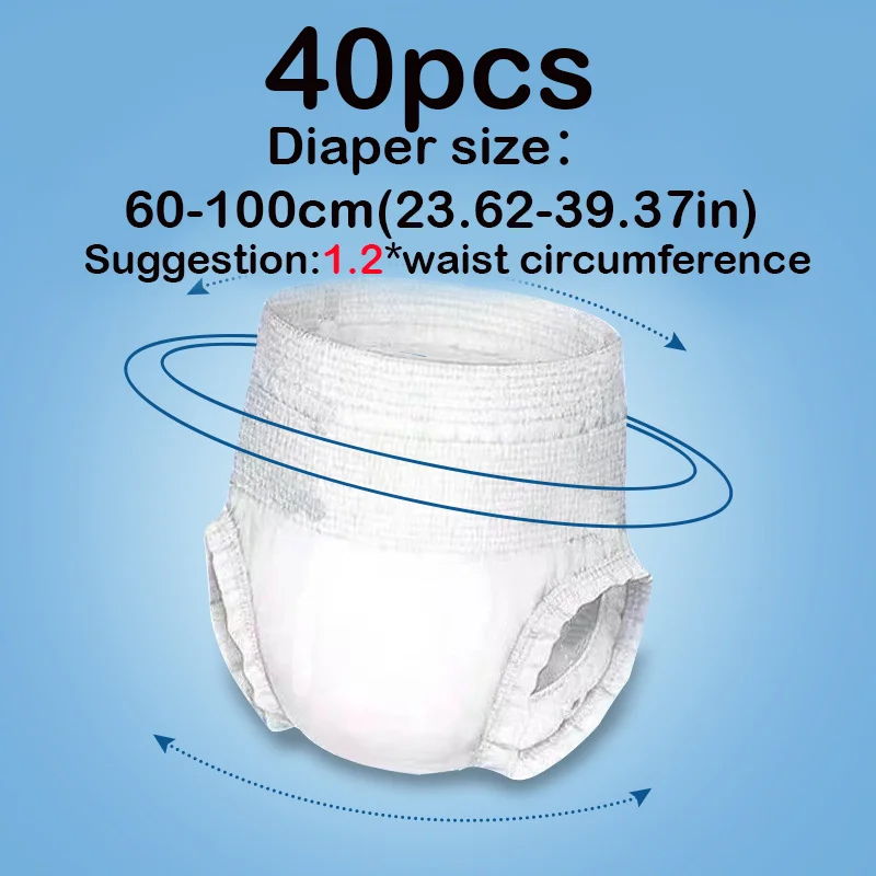 

1 Pack Unisex Adult Pull-up Pants,Middle Size, 40 pcs Closed Style,Heavy Absorbency Disposable Incontinence Brief, Adult Diaper