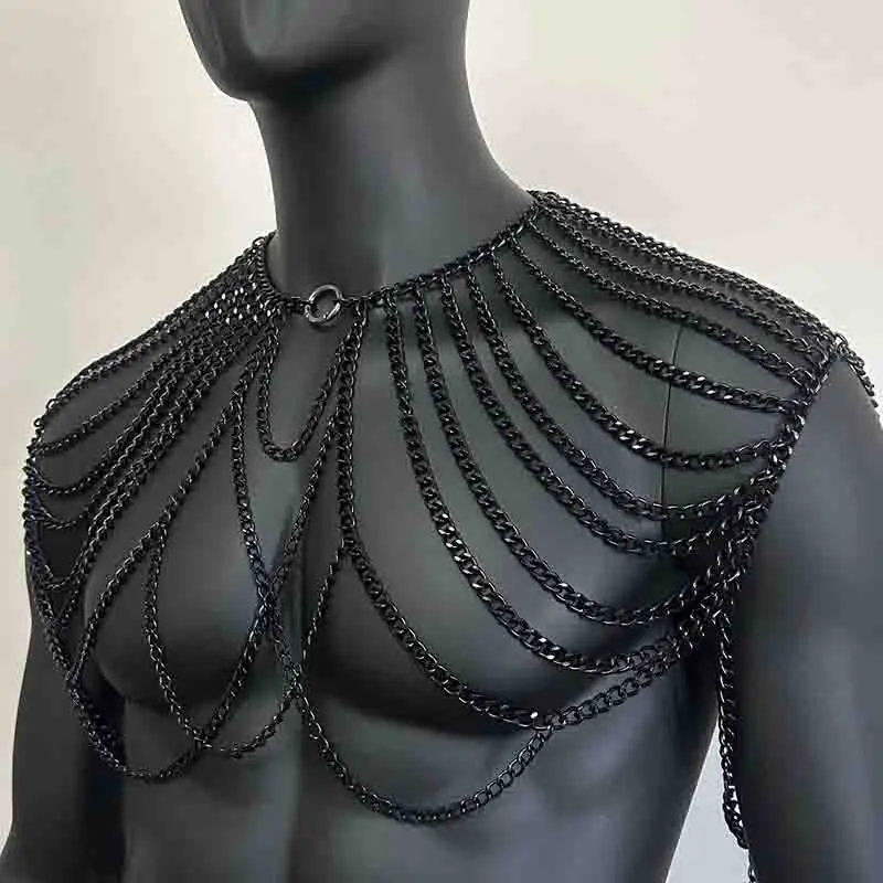 Men Metal Body Chain Shoulder Necklace Jewelry Tassel Nightclubs Accessory Fashion Personality Party Nightclubs Beach Carnival