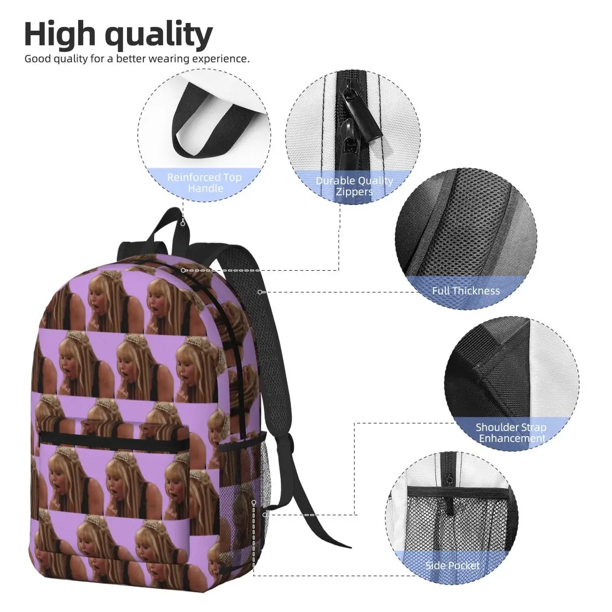 Funny Hannah Montana Stick Backpack Daypack Large Capacity Kids BookBag School Bag Shoulder Bags for Men Women