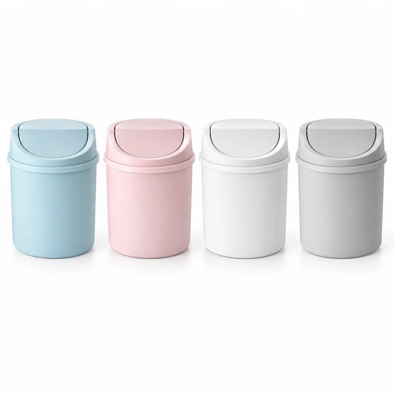 Small Trash Can with Lid Cylindrical Desktop Waste Bin Screw-Off Cap for Office Coffee Bar Vanity