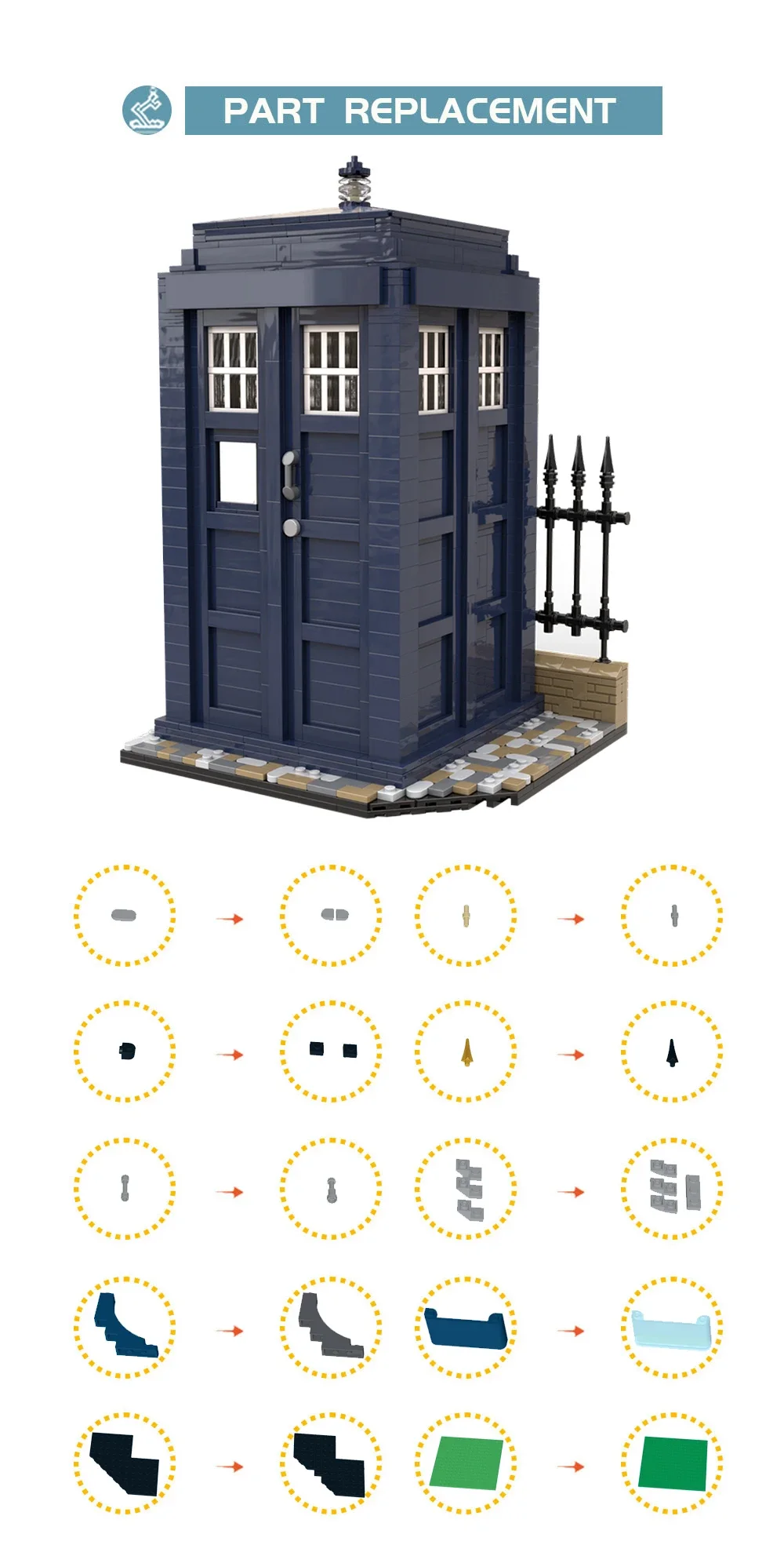 MOC City Street View Telephone Booth Building Blocks Kit Doctor Mysterious Tardis Phone Booth Model DIY Kids Puzzle Toys Gift