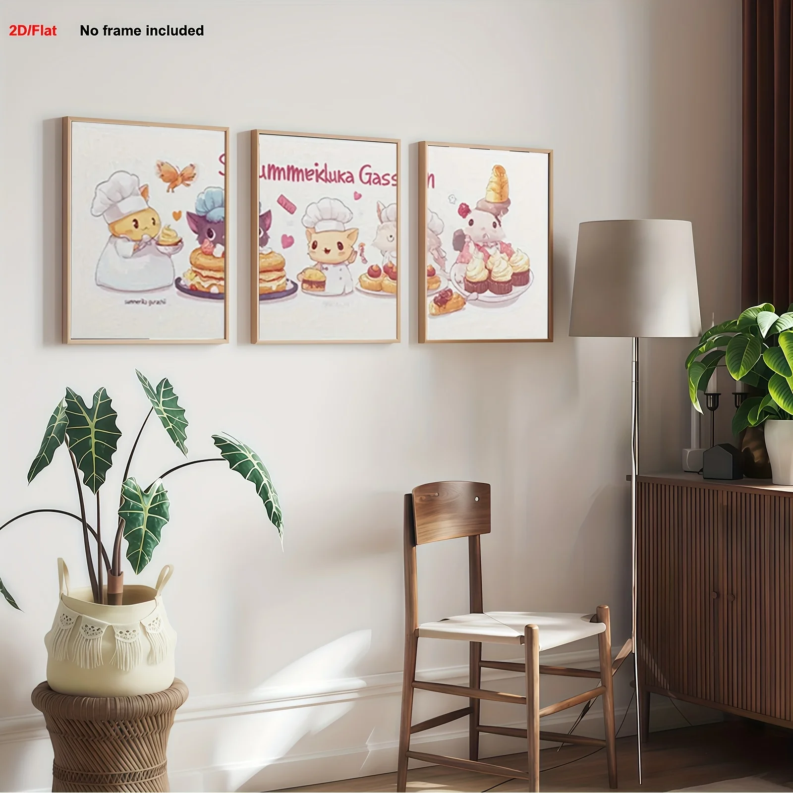 3 шт., декоративные картины для гостиной, 2D безрамное холст, качество изображения высокой четкости, 3 очаровательных аниме-холста с медведем Pri