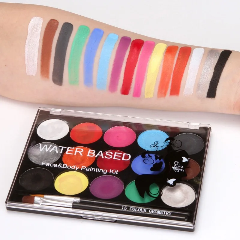 15 Kleuren Gezicht Lichaam Schilderen Niet Giftig Veilig Water Verf Olie Met Borstel Kerstmis Halloween Make-Up Party Tools