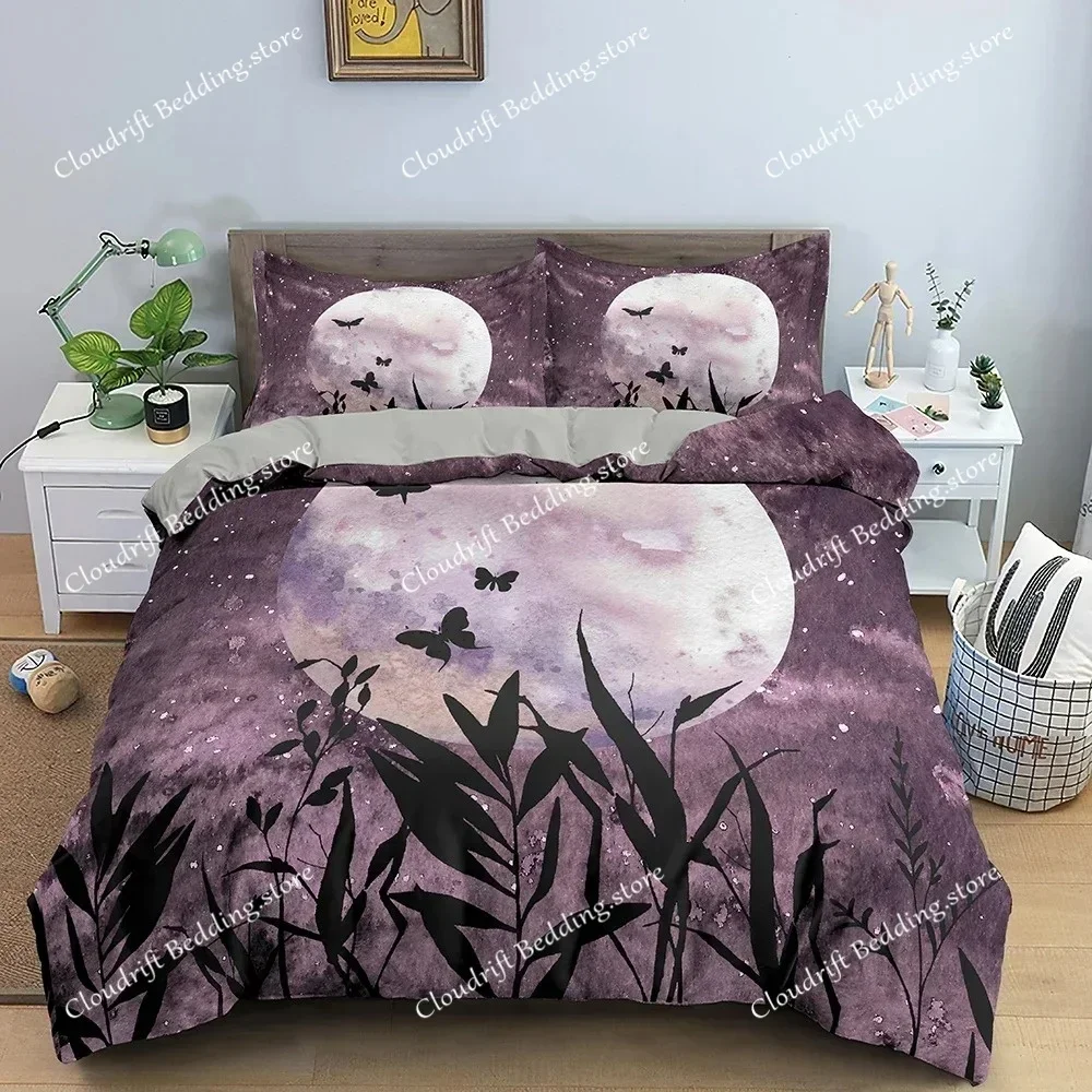 Natural Scenery Duvet Cover Set 3D Moonlight Shadow Bedding Set Comforter Cover With Pillowcase Queen King Size Home Textiles026