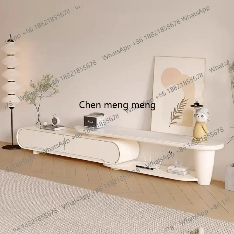 

White Ivory Tv Stand Shine Extension Luxury Aesthetic Retractable Adjustable Cabinet Organizer Living Drawers Furniture Salons R