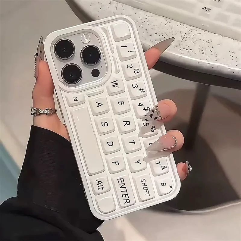 Keyboard case, painted 3D button input method, phone case for iPhone 12 13 14 15 16 pro max