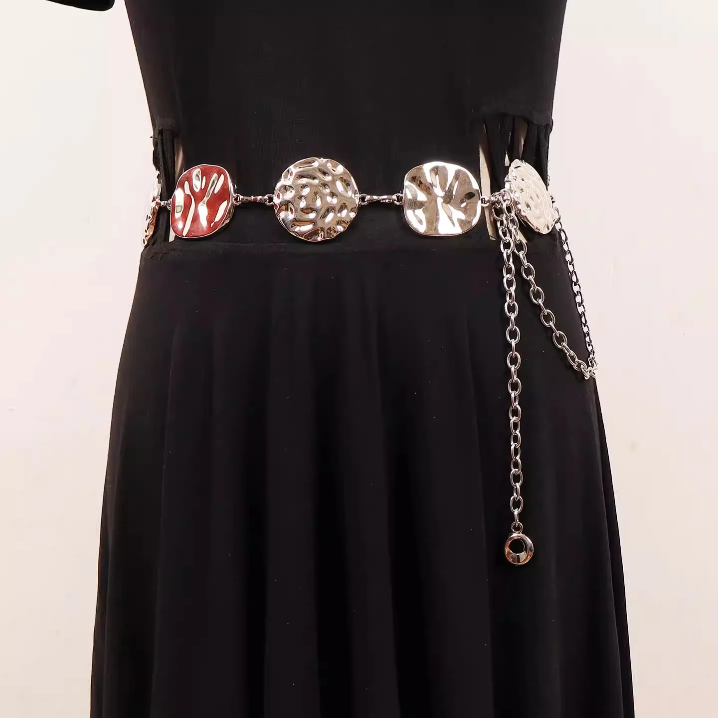 European Retro Floral Disc Patchwork Waist Chain, Bohemian Metal Body Jewelry for Ladies Cummerbunds Narrow Belt R1166