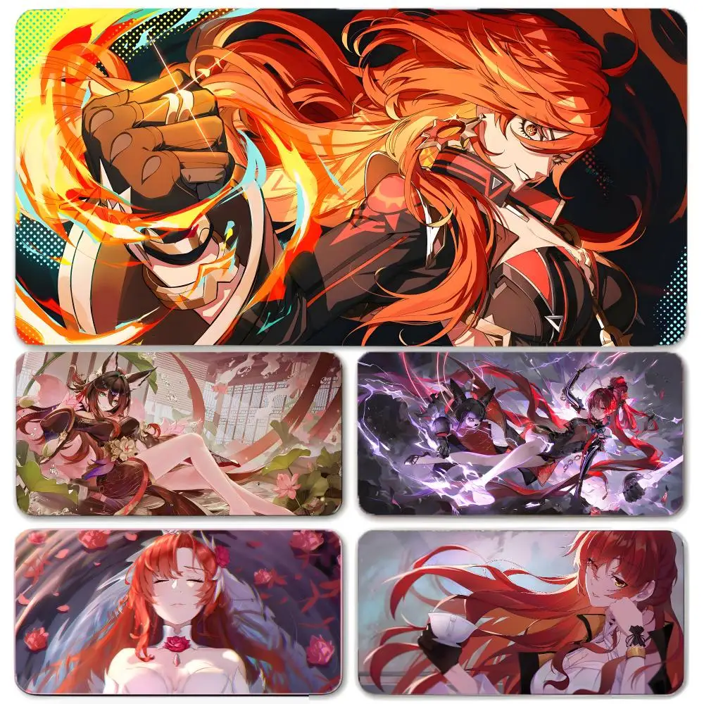Game Character Honkai Impact Mouse Pad Large Gaming Mousepad with Thick Stitched Edge Non-Slip Desk Mat