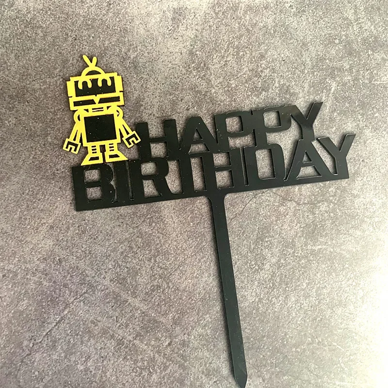 Roboter Gear Cake Topper Interaktive Roboter Dekor Alles Gute zum Geburtstag Jungen Party Cupcake DIY Roboter Thema Dekorationen Party Supplies – Detail 15