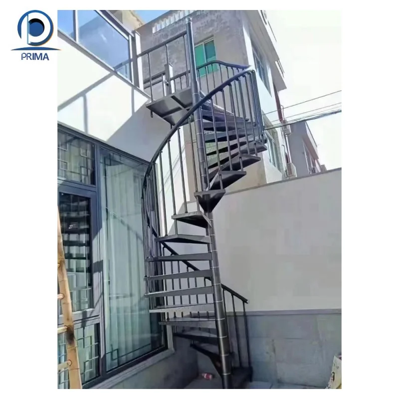 custom.PRIMA Hot Sell Modern Rotating Design Staircase Solid Wood Treads Carbon Fabricated Loft Staircase