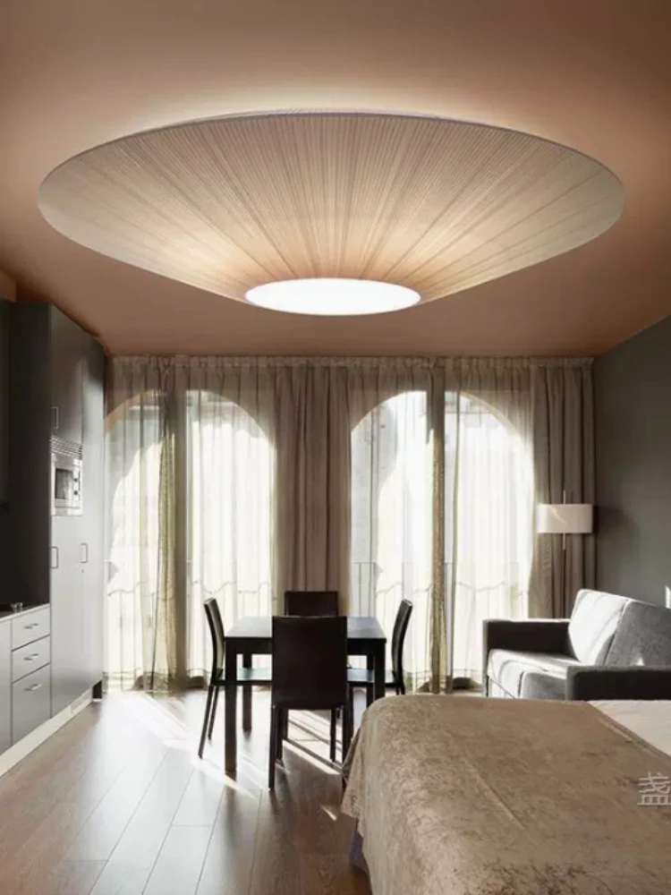 Wabi-Sabi Minimalistische LED-Deckenleuchten, Deckenlampe mit Stoffschirm, Pendelleuchten für Wohnzimmer, Esszimmer und Schlafzimmer