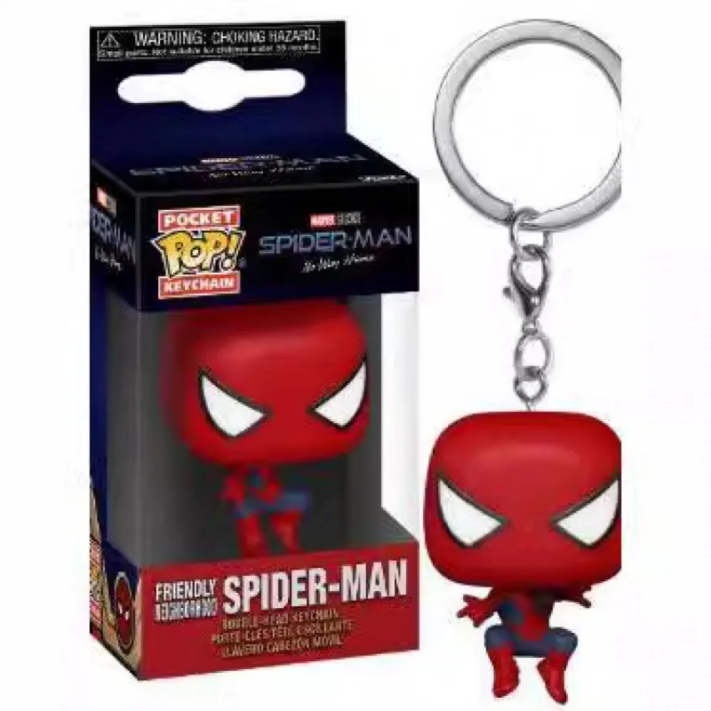 Funko POP Keychains Marvel Popular Character Spider Man Multiple Styles Forms Anime Dolls Models Backpack Pendant Keychain Gift