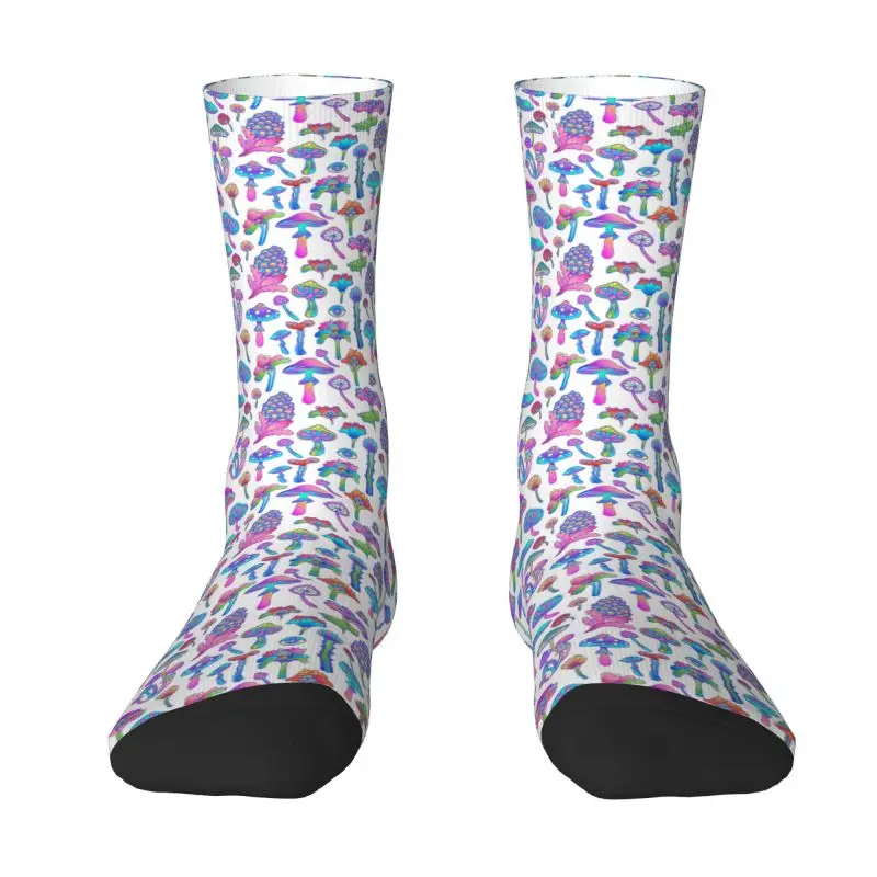 Fun Print Psychedelic Magic Flowers Snd Mushrooms Socks for Women Men Stretchy Summer Autumn Winter Crew Socks