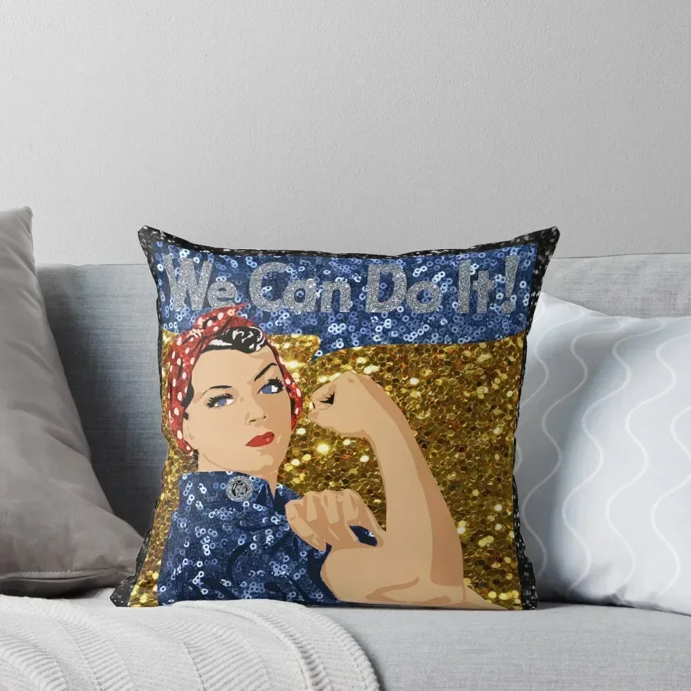 glitter print rosie the riveter Throw Pillow luxury home accessories Luxury Pillow Case pillow