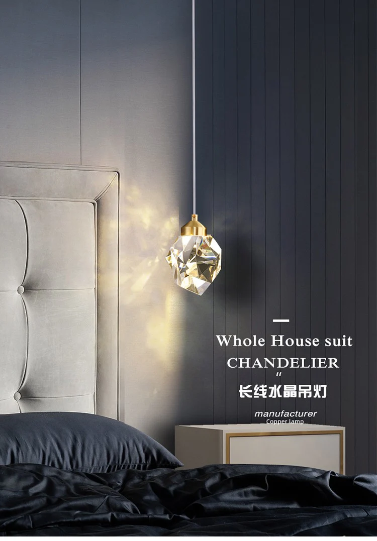 Light Luxury K9 Crystal Small Dhandelier Modern And Minimalist Restaurant Light Bar Counter Bedroom Bedside Long Line Light