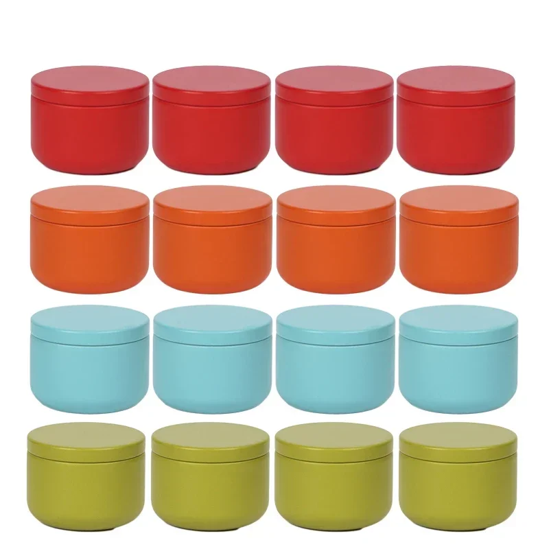 12pcs Round Candle Tin Metal Tea Jars With Lids Travel Empty Cream Cosmetic Storage Container Aromatherapy Sealed Metal Can