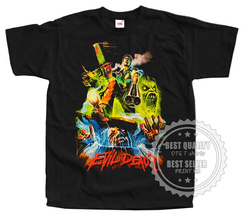 

Evil Dead II 2 T SHIRT Horror Movie Poster v33 BLACK Sizes S to 5XL