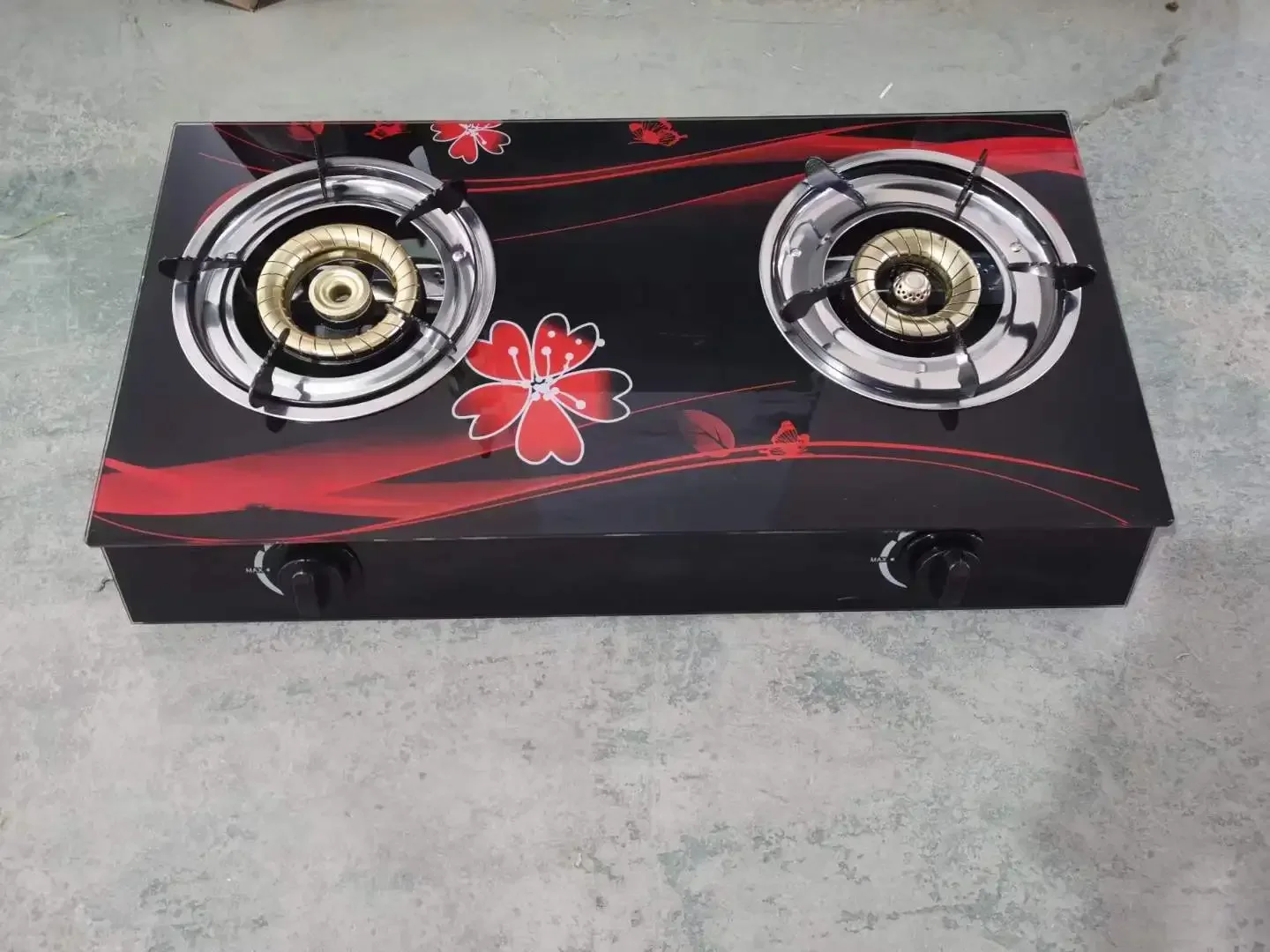 factory tempered glass single burner gas stove cooktop with color box