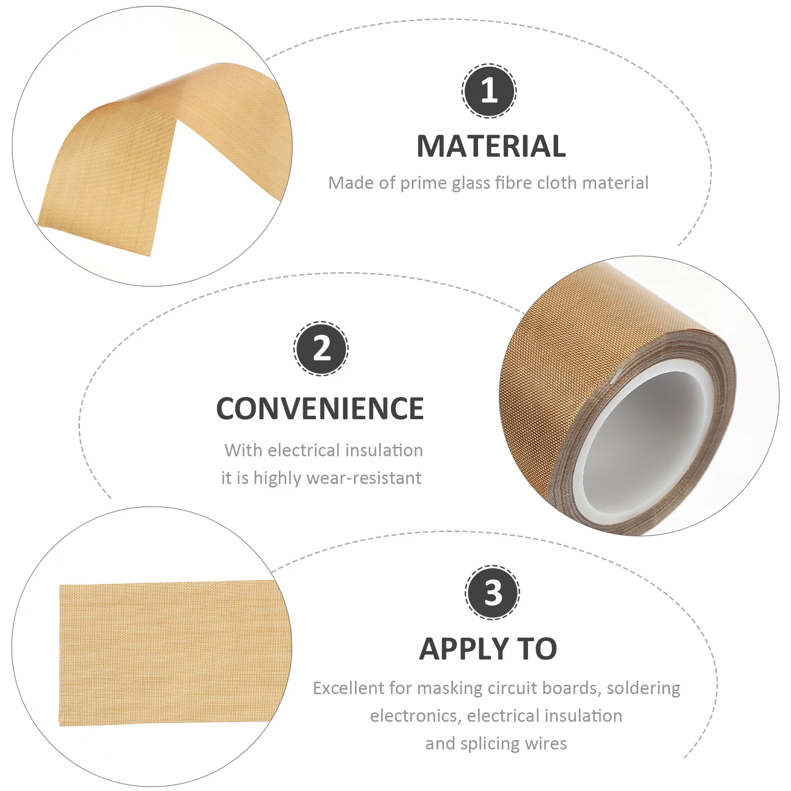 

High Temperature Tape Professional Glass Fibre Cloth Heat Resistant Adhesive Tape Durable for Thermal Sealing Cable Wrapping