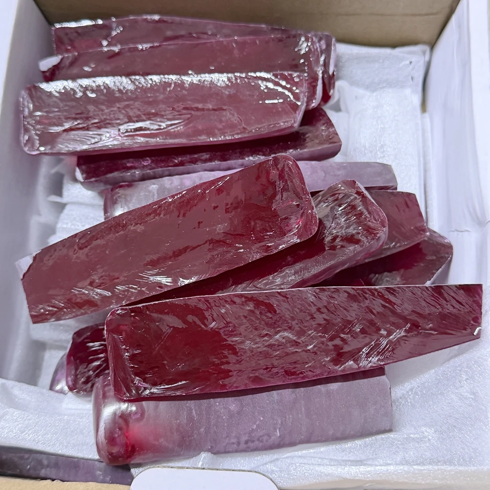 1KG Synthetic Red Corundum Ruby Rough Raw Material Half‑Shaped #5 Pigeon Blood Red Uncut Gemston