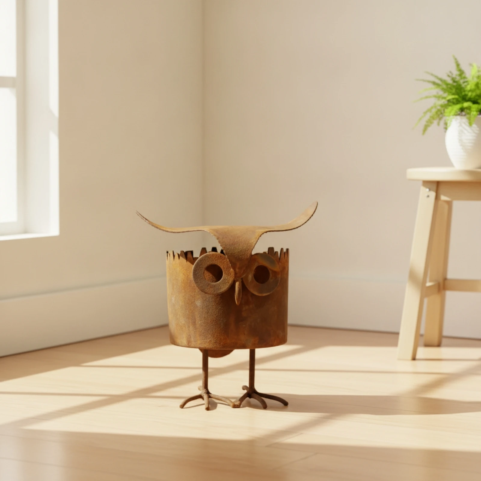Owl Planter Outdoor Iron Planter with Legs Owl Garden Statue Compact Plant Pot with Drainage Hole Weather Resistant for Patio