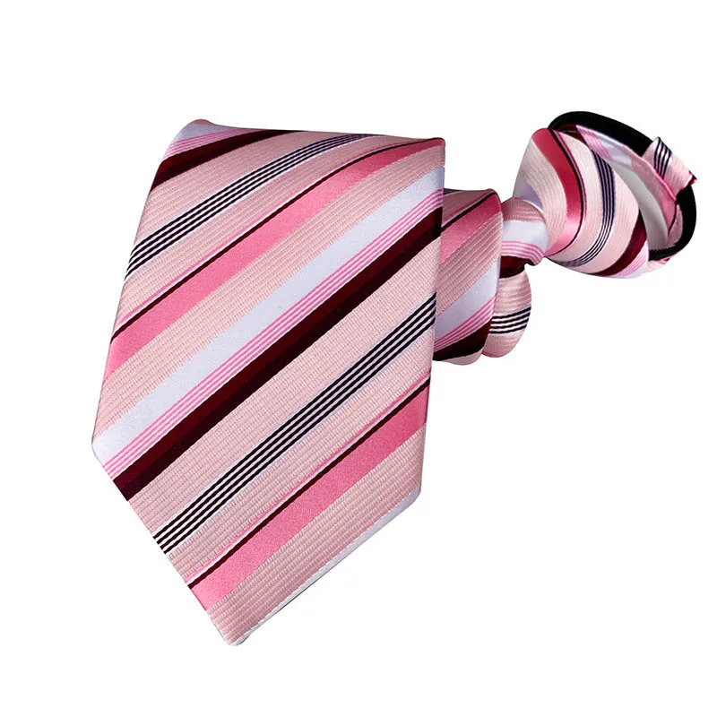Vendita calda stile 8 cm cravatta con cerniera uomo sposo cravatta da sposa pigro pre-annodata cravatta con cerniera a righe per uomo donna all'ingrosso