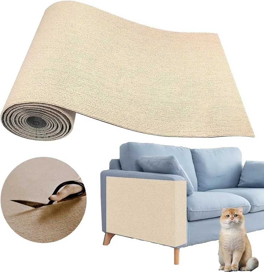

Cat Scratching Carpet Mat, Self-Adhesive Trimmable Cat Climbing Post Covered Pad Replacement for DIY Cat Tree Shelf Steps Couch