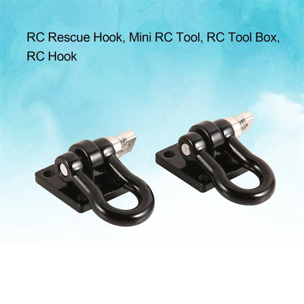 2pcs 1:10 Aluminum Metal D- Tow Shackle Black for 1/10 RC Crawler Car