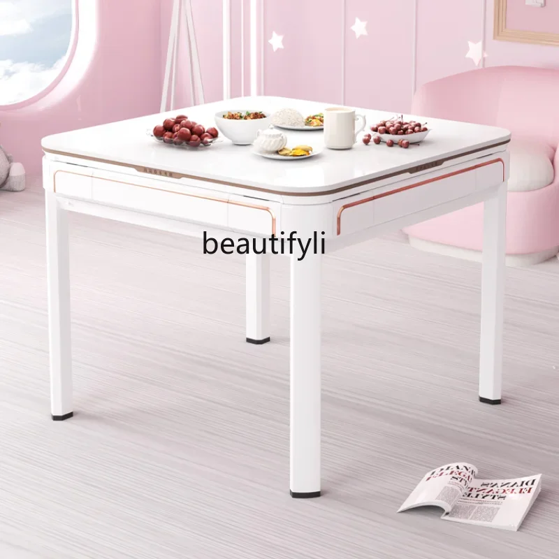 

Mahjong Machine Automatic Household Dining Table Dual-Use High-End New Multi-Functional Mahjong Table White Folding Electric