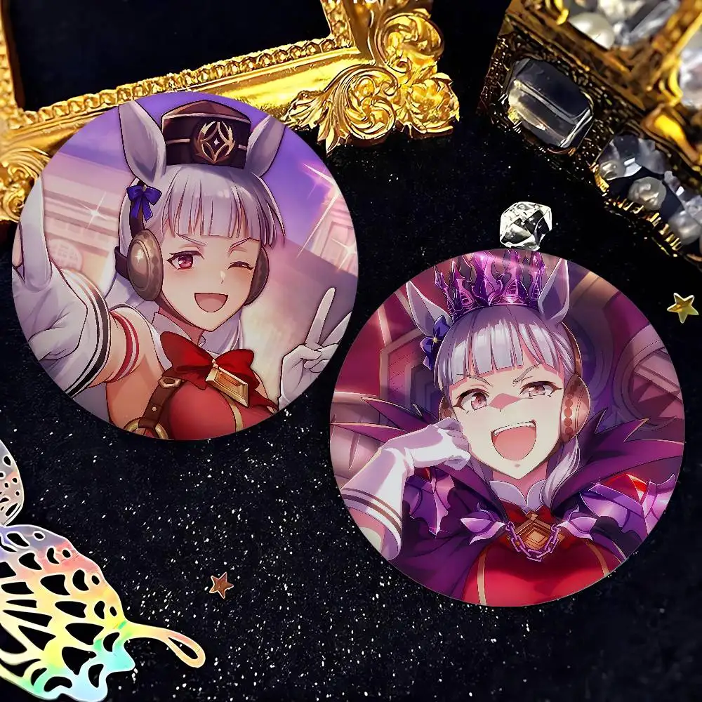 Gold Ship Umamusume P-PrettyDerby Premium Tinplate Round Lapel Cute Badge Brooches For Shoulder Bag Accessories, Souvenir Gifts