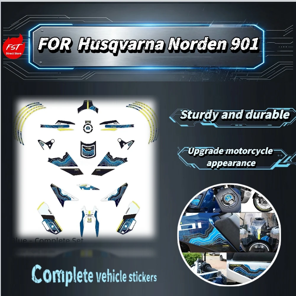 For Husqvarna Norden 901 Full Set Gel Fuel Tank Decals Anti-Slip Texture Boost Grip While Off-Road Adventure Riding