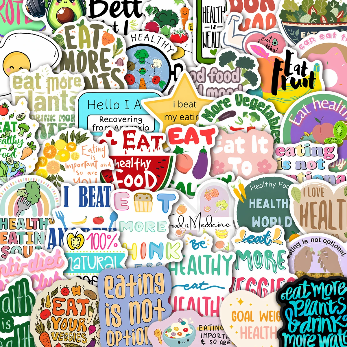 50pcs Vegetable Positive Affirmation Stickers | Healthy Eating Decals for Journal, Water Bottle & Planner, Health Fans & Fitness