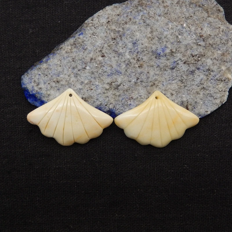 

Handmade Jewelry Amazonite Carved Leaf Earring Bead Natural Stone Earrings Accessories For Women 35x24x5mm 8g