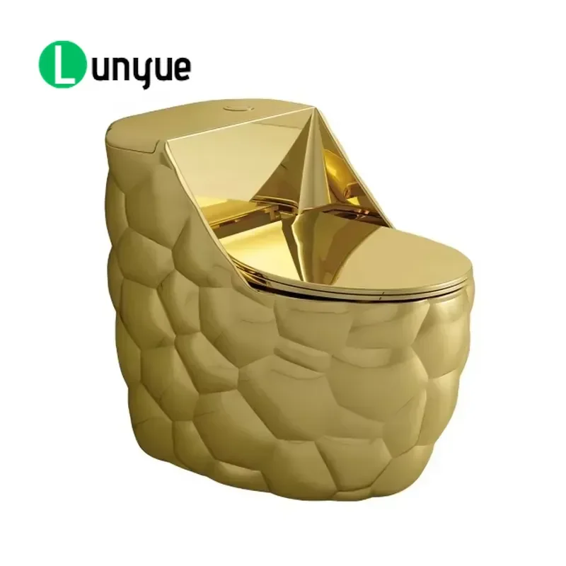 Gold Euro Standard Back Wall Toilet Set Water Saving Design Bathroom Furniture Luxury Gold Finish Modern Sanitary Ware