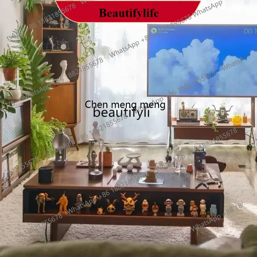 

G153 Nordic black walnut solid wood slate display with lighting atmosphere creative black