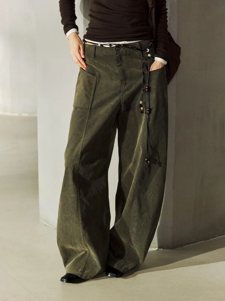 

Pure Cotton Semicircle Women's Retro Loose Casual Printed Waed Floing Jeans Fall Winter Straight Leg Pants Casual Wear