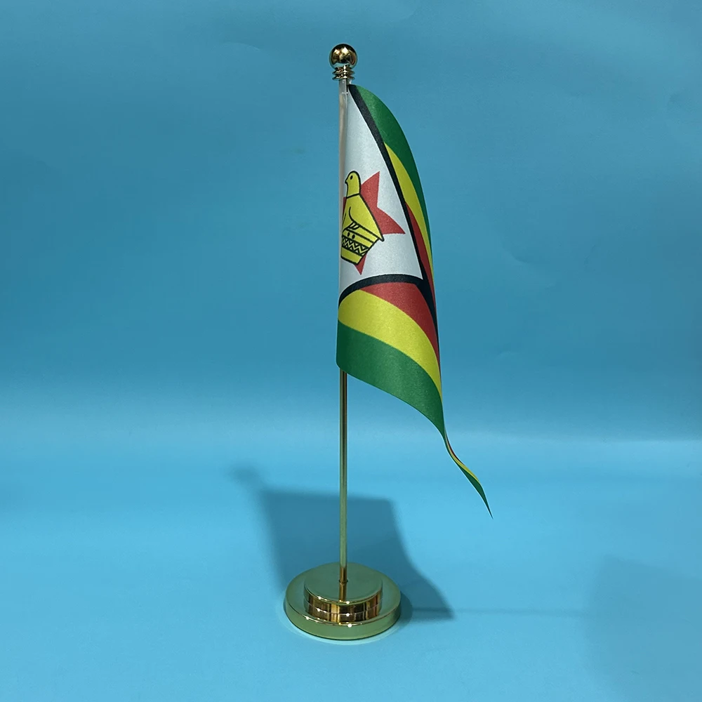 Office Desk Flag of Zimbabwe Flag 14x21cm Polyester Zimbabwe National Flag ZIM Country Banner Desk Ornaments Flags